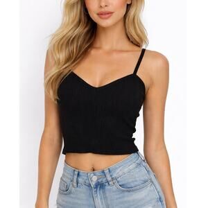 2/$30 Zara Ribbed Cropped Tank Top Black Size L